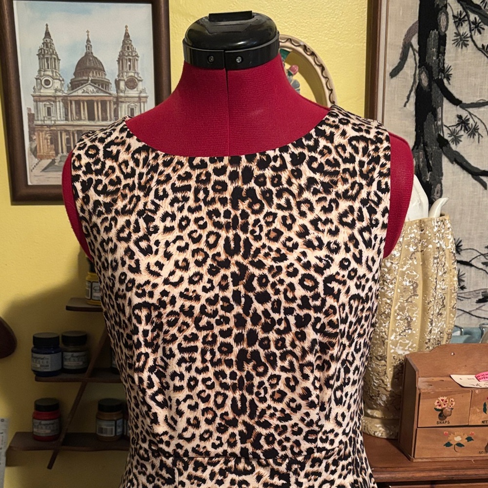 Iman Leopard Print Sleeveless Sequin Party Dress